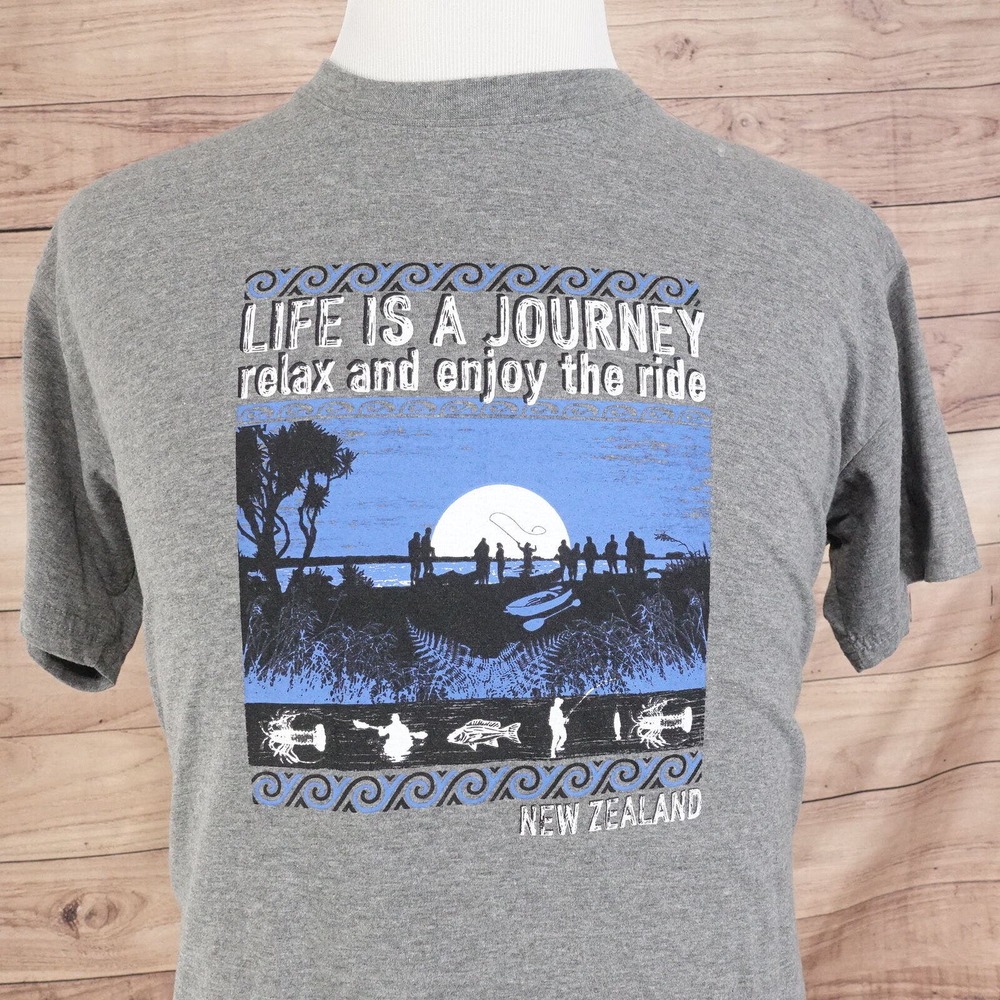 LIFE IS A JOURNEY RELAX AND ENJOY THE RIDE NEW ZEALAND TRAVEL TSHIRT SZ XL